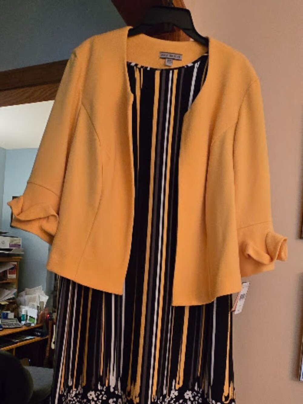 Sleeveless dress with yellow jacket. Size 18W $45